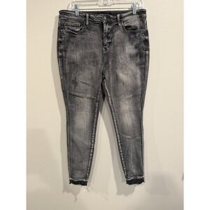 Judy Blue Skinny Jeans Women Size 15/32 Gray Denim Stretch Stonewash Frayed Hem